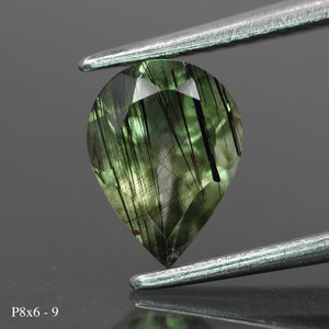 Rutile Peridot | natural, pear cut 8x6mm, 1 ct - choose yours