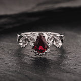 Ruby and crown diamonds engagement ring, gold flower proposal ring / Adelina - Eden Garden Jewelry™