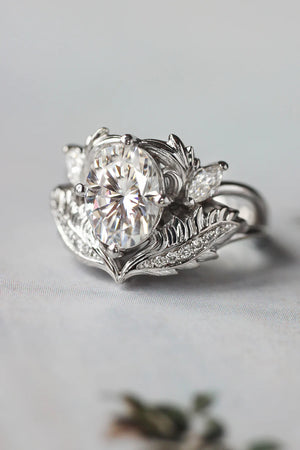 Lab grown diamond engagement ring, white gold ring with oval diamond / Adonis - Eden Garden Jewelry™