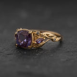 Alexandrite Engagement Ring with Accent Alexandrites and S&P Diamonds / Patricia