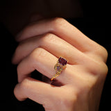 READY TO SHIP Patricia ring with alexandrite and accent alexandrites and salt & pepper diamonds, 14K yellow gold, AVAILABLE RING SIZES: 5.5 - 8.5 US