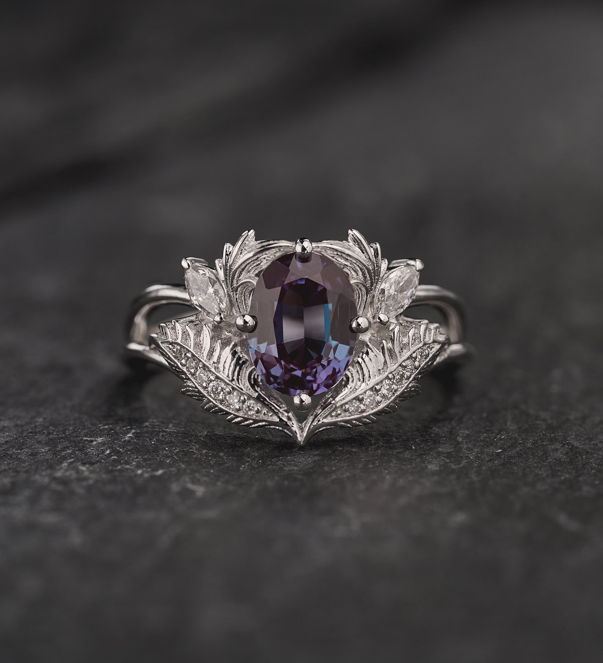Alexandrite and diamonds engagement ring / Adonis - Eden Garden Jewelry™