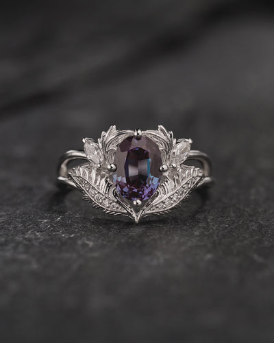 Alexandrite and diamonds engagement ring / Adonis - Eden Garden Jewelry™