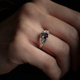 Leafy Engagement Ring with Pear-cut Alexandrite and Diamonds / Wisteria