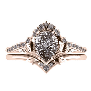Amelia | bridal ring setting for pear cut gemstone, 8x6 mm central - Eden Garden Jewelry™