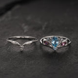 Aquamarine Bridal Set with Accent Aquamarines, Tourmalines and Salt & Pepper Diamonds / Swanlake