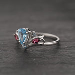 READY TO SHIP Swanlake ring with aquamarine and accent tourmalines and aquamarines, 14K white gold, AVAILABLE RING SIZES 5.5 - 8.5 US - Eden Garden Jewelry™