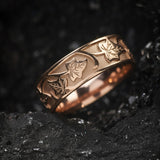 READY TO SHIP: Gold leaf wedding band for man, ivy leaves ring in 14k rose gold, AVAILABLE RING SIZE: 7.5 US - Eden Garden Jewelry™