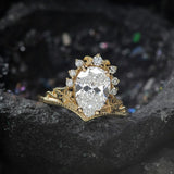 Big pear lab grown diamond engagement ring, 1.5 carat gemstone gold proposal ring / Ariadne - Eden Garden Jewelry™