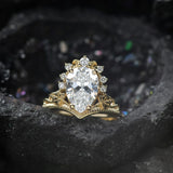 Big pear lab grown diamond engagement ring, 1.5 carat gemstone gold proposal ring / Ariadne - Eden Garden Jewelry™