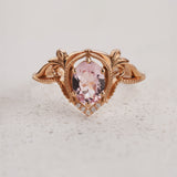Morganite engagement ring with diamonds / Lida oval - Eden Garden Jewelry™