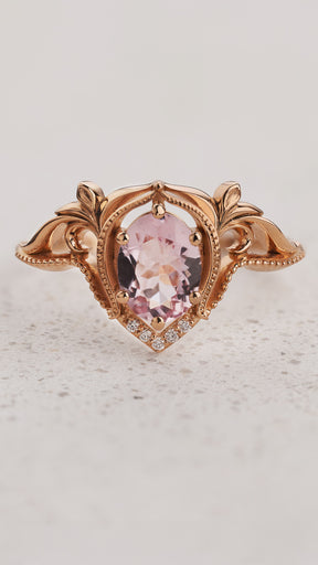 Morganite engagement ring with diamonds / Lida oval - Eden Garden Jewelry™