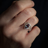 Big Marquise-cut Alexandrite Engagement Ring with Diamond Halo / Callisto