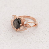 Black star sapphire engagement ring with diamonds / Adonis - Eden Garden Jewelry™