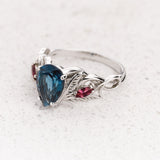 London Blue Topaz Engagement Ring with Accent Pink Tourmalines, Aquamarines & Topazes / Ikar