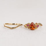 Bridal Set with Orange Sapphires and Tourmalines Engagement Ring / Patricia