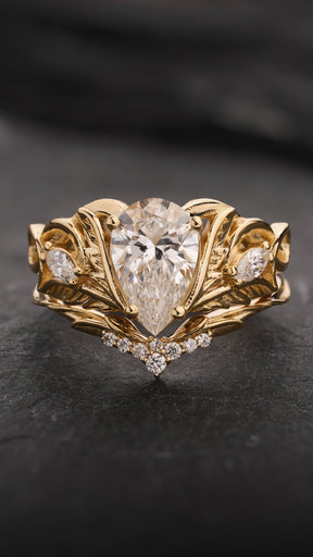 Bridal Set with Lab-grown Diamond Engagement Ring & Matching Band / Ikar - Eden Garden Jewelry™
