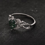Moss Agate Engagement Ring with Accent Salt & Pepper Diamonds / Callisto