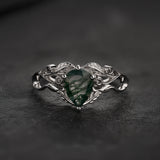 Bridal Set with Moss Agate and Salt & Pepper Diamonds / Callisto