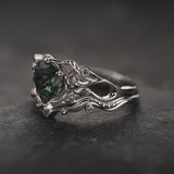 Bridal Set with Moss Agate and Salt & Pepper Diamonds / Callisto