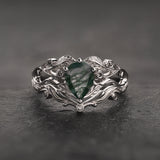 Bridal Set with Moss Agate and Salt & Pepper Diamonds / Callisto