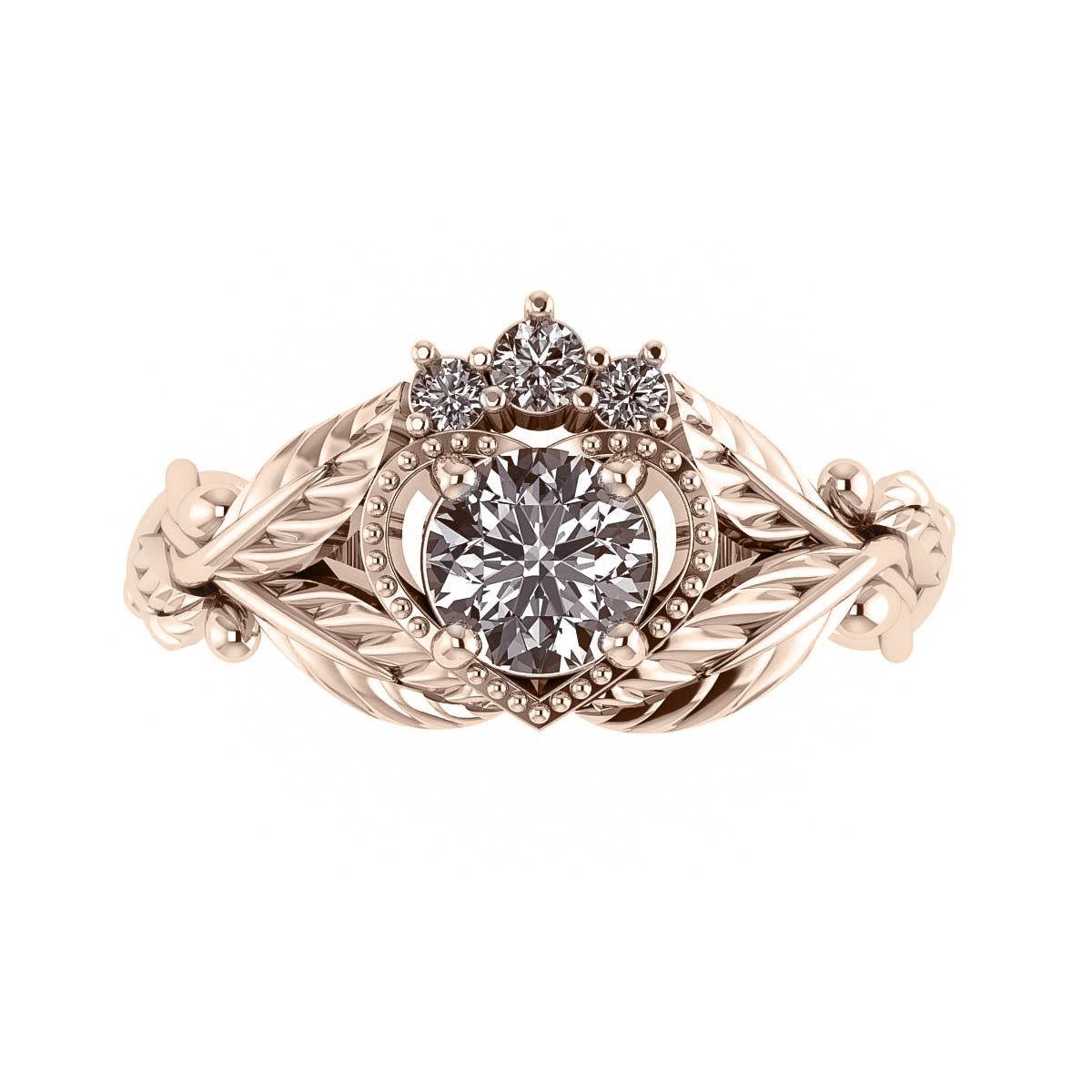 Claddagh | custom ring setting, 6 mm central gemstone - Eden Garden Jewelry™