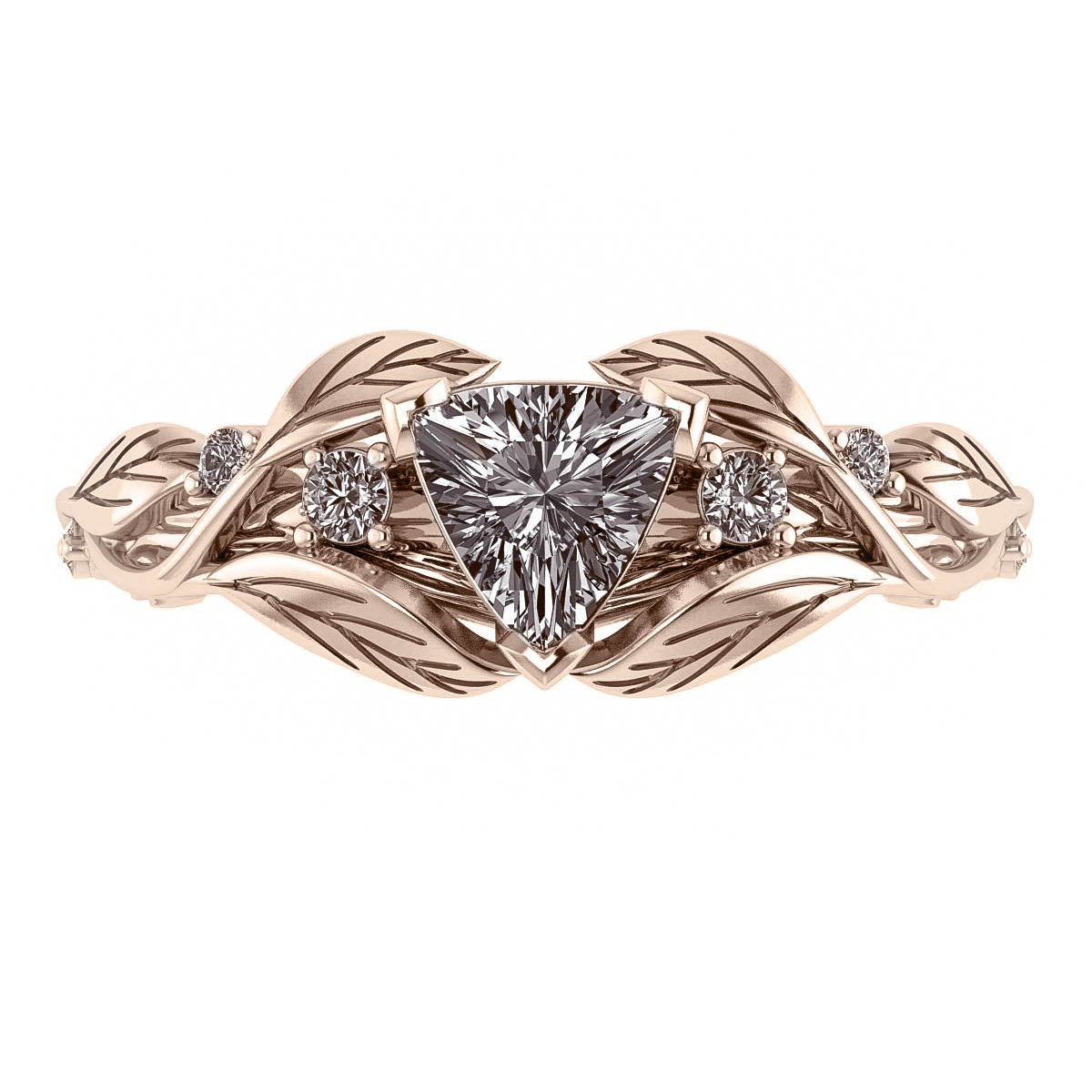 Clematis | branch engagement ring setting, trillion gemstone with accents gemstones - Eden Garden Jewelry™