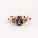 Color-Changing Alexandrite Engagement Ring with Accent Rubies & Alexandrites / Patricia