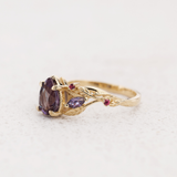 Color-Changing Alexandrite Engagement Ring with Accent Rubies & Alexandrites / Patricia