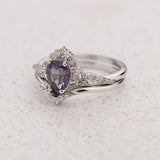 Colour changing alexandrite bridal ring set, white gold stacking rings with diamonds / Amelia - Eden Garden Jewelry™