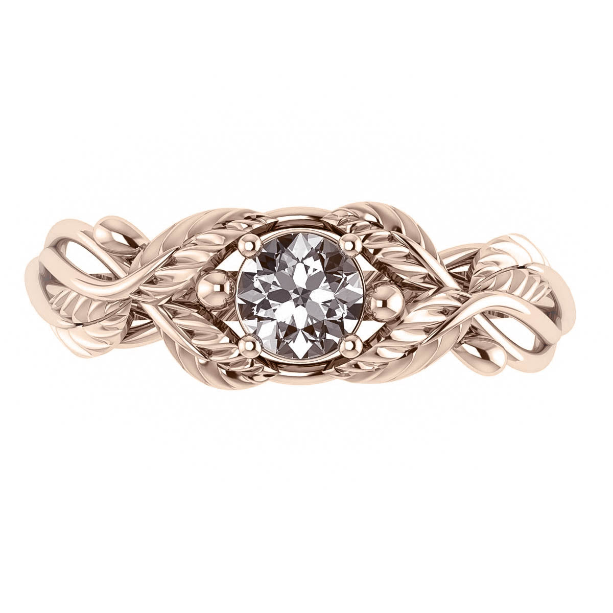 Cornus | custom engagement ring setting, round gemstone 5 mm with frame - Eden Garden Jewelry™
