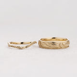 Couple Wedding Band Set in Leafy Design / matching for Patricia