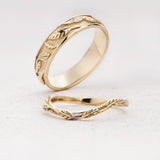 Couple Wedding Band Set in Leafy Design / matching for Patricia