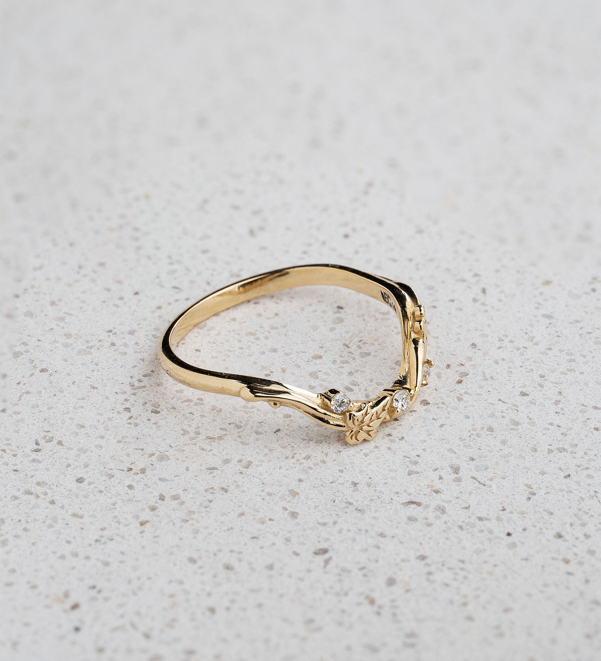 Curved ivy leaves wedding band with diamonds | Matching ring for Undina Ivy - Eden Garden Jewelry™
