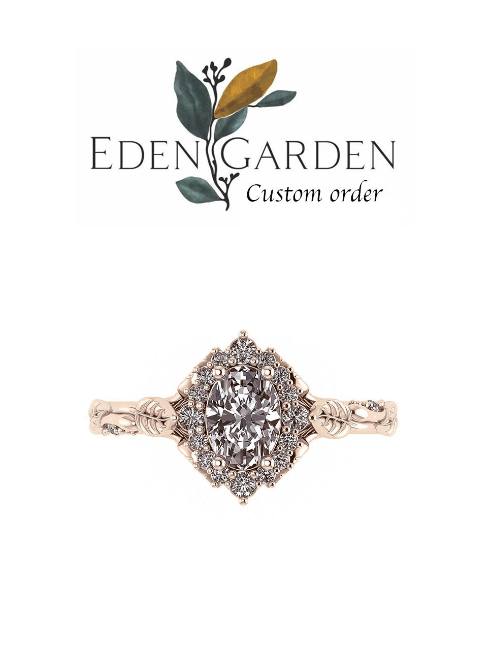 Custom order for Natalia: Florentina | custom engagement ring setting for oval cut gemstone 7x5 mm - Eden Garden Jewelry™