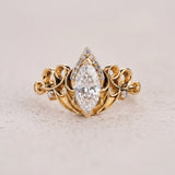 Dragon-Themed Ring With Green Marquise Diamond / Draco - Eden Garden Jewelry™