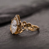Dragon-Themed Ring With Green Marquise Diamond / Draco - Eden Garden Jewelry™