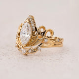 Dragon Inspired Ring Set With Marquise Diamond / Draco - Eden Garden Jewelry™