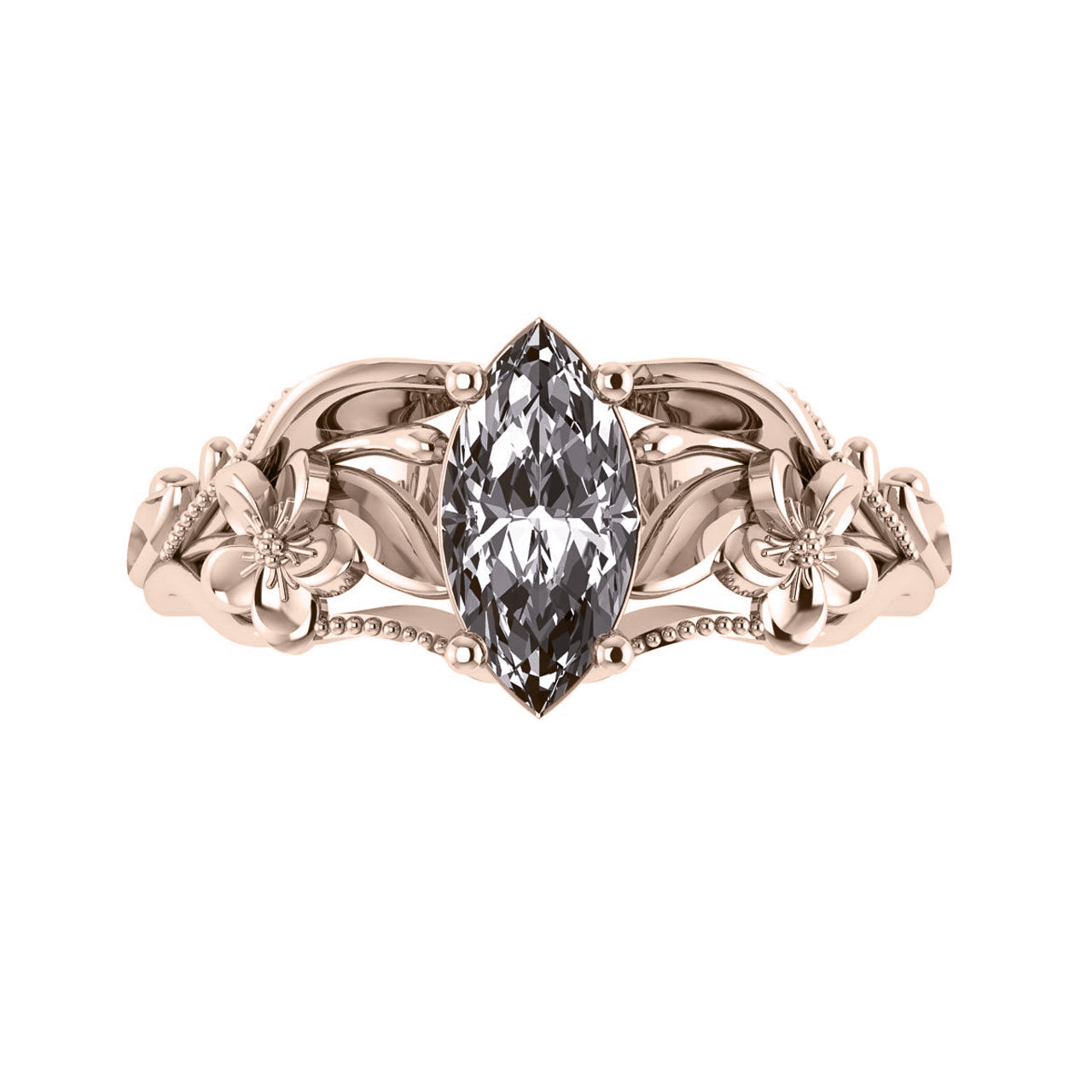 Eloise | custom bridal ring set, marquise-cut 10x5 mm - Eden Garden Jewelry™