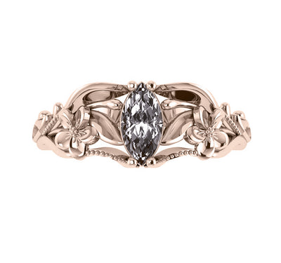 Eloise | custom engagement ring setting, marquise-cut 8x4 mm - Eden Garden Jewelry™