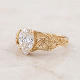 Big lab grown diamond engagement ring, gold flower promise ring / Eloise - Eden Garden Jewelry™