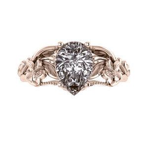 Eloise | floral engagement ring setting for pear cut gemstone 10x7 mm - Eden Garden Jewelry™