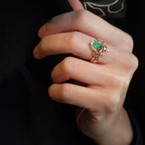 READY TO SHIP Sophie bridal set in 14K rose gold, natural emerald, pear cut 8x6 mm, accent lab diamonds, AVAILABLE RING SIZES: 5.5 - 8.5 US