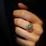 READY TO SHIP Sophie bridal set in 14K rose gold, natural emerald, pear cut 8x6 mm, accent lab diamonds, AVAILABLE RING SIZES: 5.5 - 8.5 US