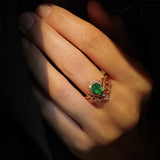 READY TO SHIP Sophie bridal set in 14K rose gold, natural emerald, pear cut 8x6 mm, accent lab diamonds, AVAILABLE RING SIZES: 5.5 - 8.5 US