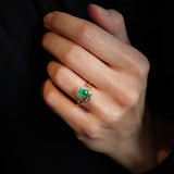 READY TO SHIP Sophie bridal set in 14K rose gold, natural emerald, pear cut 8x6 mm, accent lab diamonds, AVAILABLE RING SIZES: 5.5 - 8.5 US