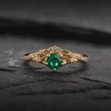 READY TO SHIP: Amelia ring with natural emerald, 14K yellow gold, AVAILABLE RING SIZES: 5.5 - 8.5 US