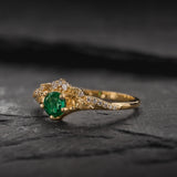 READY TO SHIP: Amelia ring with natural emerald, 14K yellow gold, AVAILABLE RING SIZES: 5.5 - 8.5 US
