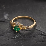 READY TO SHIP: Amelia ring with natural emerald, 14K yellow gold, AVAILABLE RING SIZES: 5.5 - 8.5 US