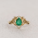 READY TO SHIP: Lida small ring with natural emerald, 14K yellow gold, AVAILABLE RING SIZES: 5.5 - 8.5 US